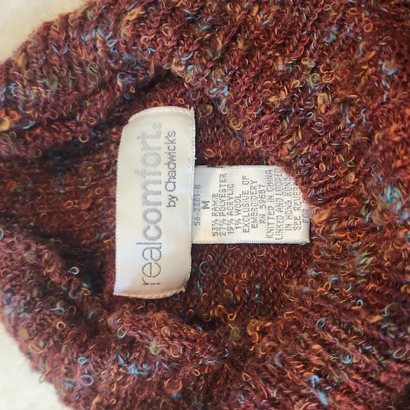 Chadwicks burgundy maroon leaves sweater M. Fall Thanksgiving wear. So pretty! - Picture 4 of 7